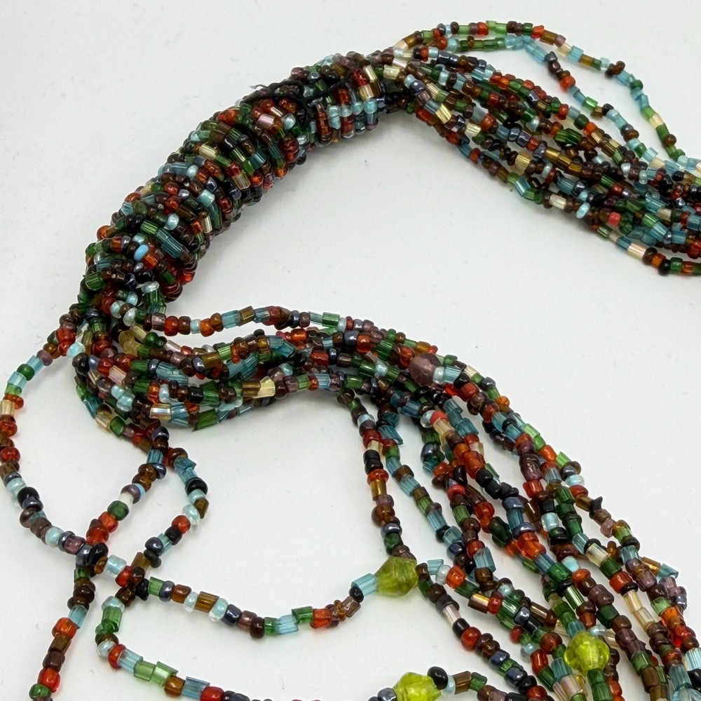 Multi-Strand Seed Bead Statement Lariat Necklace Boho Festival Jewelry Long - Picture 7 of 9